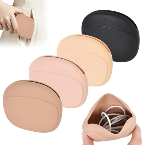 4 Pcs Mini Tasche, Silikon Kopfhörer Organizer, Kompakte Klein Aufbewahrungstasche, Tragbare Ohrstöpsel Aufbewahrungstasche, Multi-Functional Storage Case for Cable Cord Ladekabel Earphone von Granvoo