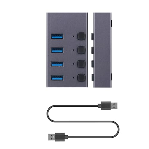 Graootoly USB-3.0-Splitter, 4-Port-Ladegerät, Multi-Interface-Hub mit Schalter, langlebig, einfach zu bedienen von Graootoly