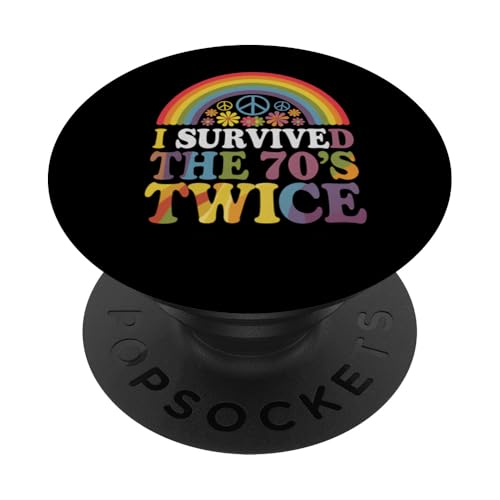 70er Jahre Regenbogen Friedenszeichen Survived 70s Twice Kostüm PopSockets Klebender PopGrip 70er Jahre Regenbogen Friedenszeichen Survived 70s Twice Kostüm PopSockets Klebender PopGrip von Graphic 365