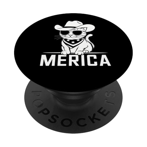 Amerika Katze USA Flagge 4. Juli Merica patriotisches Geschenk PopSockets Klebender PopGrip von Graphic 365