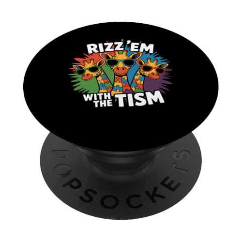 Autismus-Bewusstsein Rizzie'm With Tism Puzzle Giraffe PopSockets Klebender PopGrip Autismus-Bewusstsein Rizzie'm With Tism Puzzle Giraffe PopSockets Klebender PopGrip von Graphic 365