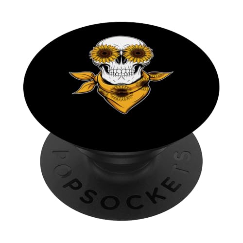 Bandana mit Sonnenblumen-Motiv, Cowboy-Motiv, Geschenk PopSockets Klebender PopGrip von Graphic 365