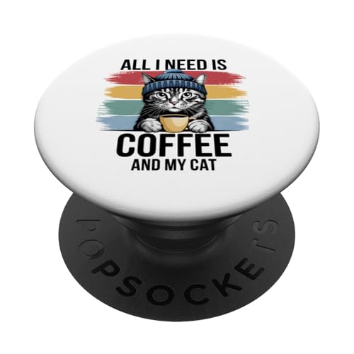 Katzen-Kaffeeliebhaber, lustig, niedlich, Kätzchen, Retro-Katzenliebhaber PopSockets Klebender PopGrip von Graphic 365