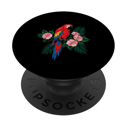 Papageienvogel, tropischer Ara, Regenwald, Palme, Geschenk PopSockets Klebender PopGrip Papageienvogel, tropischer Ara, Regenwald, Palme, Geschenk PopSockets Klebender PopGrip von Graphic 365