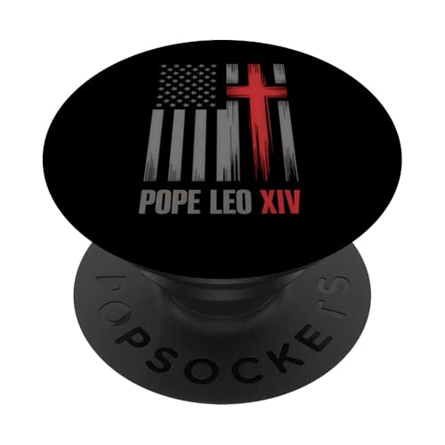 Papst Leo XIV USA Flagge Kreuz religiöses Geschenk PopSockets Klebender PopGrip Papst Leo XIV USA Flagge Kreuz religiöses Geschenk PopSockets Klebender PopGrip von Graphic 365