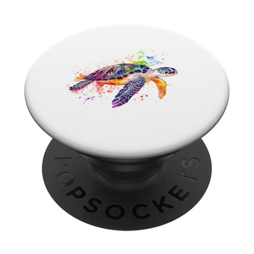 Schildkröte, bunt, Ozean, Tier, Strandliebhaber, Geschenk PopSockets Klebender PopGrip von Graphic 365