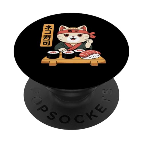 Sushi Katze Japanisches Essen Anime Manga Kawaii Feinschmecker Geschenk PopSockets Klebender PopGrip von Graphic 365