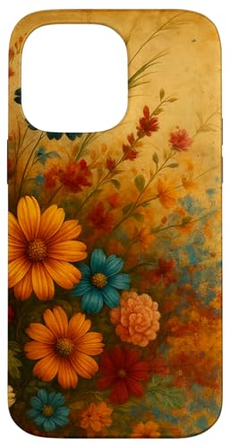 Bunte Blumen auf elegantem Grunge-Stil Hintergrund Hülle für iPhone 14 Pro Max von Graphic Designs by Ron Taylor