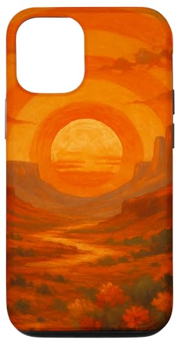 Retro Desert Sunset Canyon Art Vintage Western Landschaft Hülle für iPhone 12/12 Pro von Graphic Designs by Ron Taylor