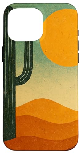 Vintage Wüste Sonnenuntergang Kaktus Kunst Retro Landschaft Design Hülle für iPhone 16 Pro Max von Graphic Designs by Ron Taylor