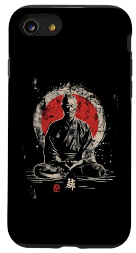 Hülle für iPhone SE (2020) / 7 / 8 Samurai-Krieger Meditation Japan Flagge Sonne Kunst Geschenk Grafik von Graphic Tees Men Women Boys Girls
