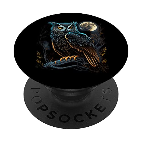 Mond Eule Vögel Eule Geschenke Grafik für Männer Frauen Jungen Mädchen PopSockets mit austauschbarem PopGrip von Graphic Tees Men Women Boys Girls