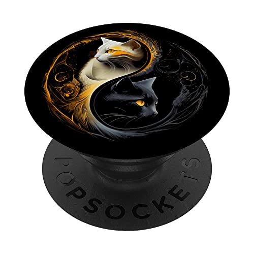 Yin und Yang Katzen Yoga Zen Katzen Ying Yang Meditation Grafik PopSockets mit austauschbarem PopGrip Yin und Yang Katzen Yoga Zen Katzen Ying Yang Meditation Grafik PopSockets mit austauschbarem PopGrip von Graphic Tees Men Women Boys Girls