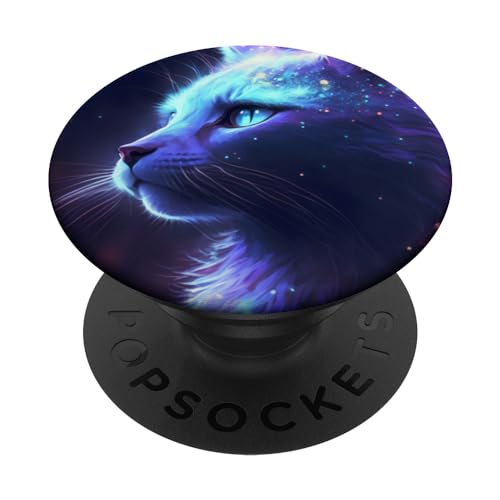 Pastellfarbenes Gothic-Katzen-Kunstwerk-Design PopSockets mit austauschbarem PopGrip von Graphical Art Design Ravness Era Souvenir