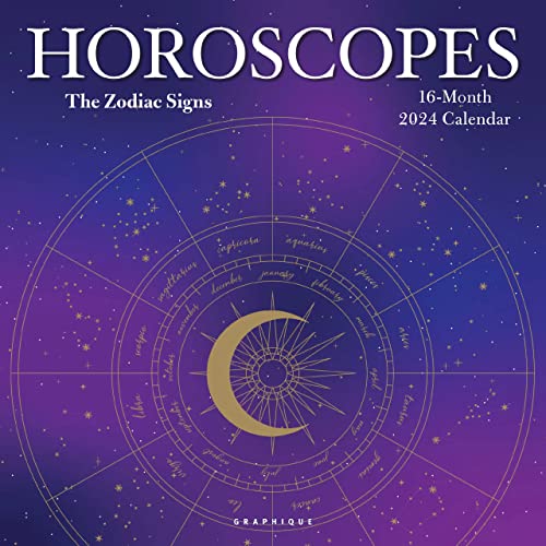 Graphique 2024 Horoskope Wandkalender | 30,5 x 30,5 cm | dickes Papier | Home & Office Organizer | großes monatliches Raster | 3 Sprachen & markierte Feiertage | 4 Monate Vorschau Seite für 2025 von Graphique