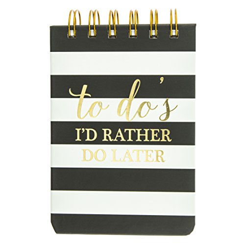 Graphique Black Stripes Petite Journal - Pocket Journal with 200 Custom Interior Pages, Black & White Cover with Embellished Gold Foil "to do's" Message and Spiral Bound Top, 3.5" x 5.5" von Graphique