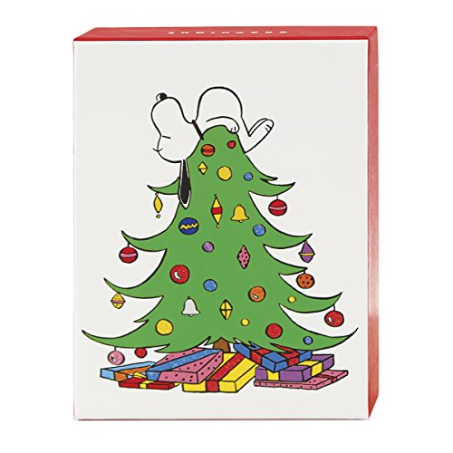 Graphique Peanuts™ Weihnachtskarten, Baum, sortiert, Packung mit 20 Karten mit Umschlägen | innen blanko | Weihnachtsgrüße | Glitzerakzente | Box-Set | 8,3 x 12,1 cm von Graphique
