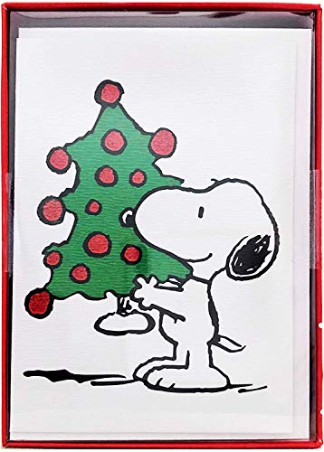 Graphique Peanuts™ Weihnachtskarten mit Baum, 15 Stück, Karten mit Umschlägen, innen blanko, Weihnachtsgrüße, Glitzer-Akzente, verpacktes Set, 8,3 x 12,1 cm von Graphique