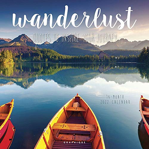 Graphique Wanderlust Wandkalender, 16-Monatskalender 2022, 30,5 x 30,5 cm, mit 3 Sprachen, 4-Monats-Vorschau und markierten Feiertagen von Graphique