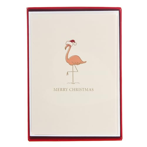 Graphique Weihnachts-Flamingo-Karten | 15 Stück Karten mit Umschlägen | Weihnachtsgrüße | La Petite Noel Collection | Goldfolien-Akzente | innen blanko | Box Set | 8,3 x 12,1 cm von Graphique