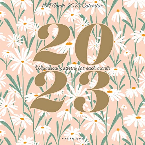 Graphique Whimsical Patterns Wandkalender – 16-Monats-Kalender 2023, 30,5 x 30,5 cm mit 3 Sprachen, 4-Monats-Vorschau und markierte Feiertage von Graphique