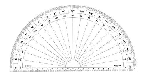 GX225G Grad-Winkelmesser (1/2-Kreis, Transparent von Graphoplex