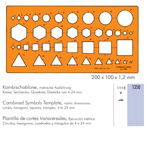 Graphoplex Gabarit multi-symboles/Abschnitte Transversal orange transparent von Graphoplex