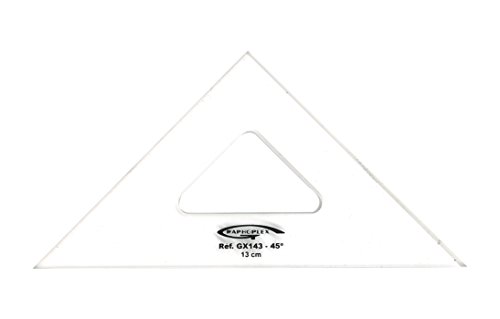 Graphoplex Zeichendreieck, 45 ° 3 Kanten Rechte transparent 13 cm durchsichtig von Graphoplex