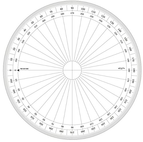 Graphoplex gx130d Vollkreis Winkelmesser, klar. von Graphoplex