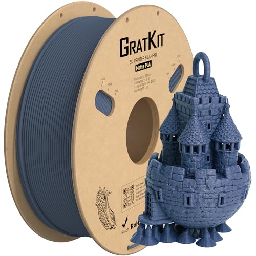GratKit Mattes PLA 3D-Drucker Filament 1,75mm, 1kg Spule, 3D-Druck Material mit +/-0,03mm Präzision, einfach zu drucken, gleichmäßige Wicklung, Matte Oberfläche 1000g Navy Blau von GratKit