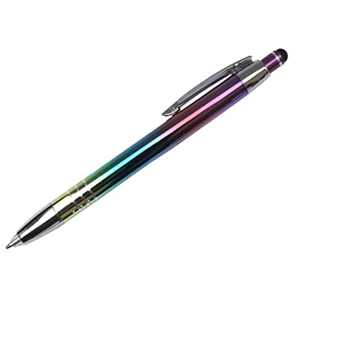 Kugelschreiber Rainbow mit LED-Licht (leuchtender Spitze) Soft-Touchpen für Handy oder Tablet mit Gravur: Gravur (1 Vorname) bis zu 11 Zeichen inklusive + Geschenkverpackung von GravUp