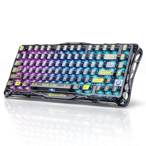 GravaStar Mercury K1 Lite Mechanische Gaming-Tastatur BT5.0/2.4G/USB-C, 75% Gasket Hot-Swap-fähiger Gaming Tastatur Kabellos mit RGB-Hintergrundbeleuchtung, Mechanische Tastatur für Win/Mac, QWERTY von GravaStar
