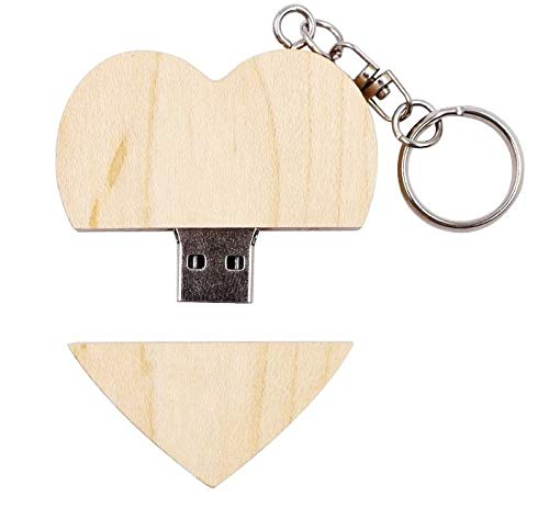 32 GB USB-Stick 3.0 Holz massiv Herz für Fotoalbum Verlobung Liebe Hochzeit Datenspeicher (Ahorn) von Gravidu18