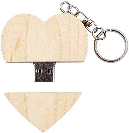 USB-Stick 3.0 Holz massiv Herz für Fotoalbum Verlobung Liebe Hochzeit Geburtstag Datenspeicher Geschenkidee (Ahorn, 32GB) von Gravidu18