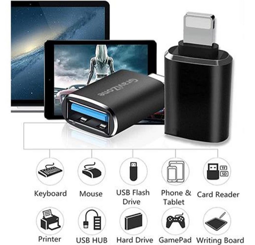 Gravizone USB-Adapter Ios (8-pin für iPhone) zu Usb 3.0 von Gravizone