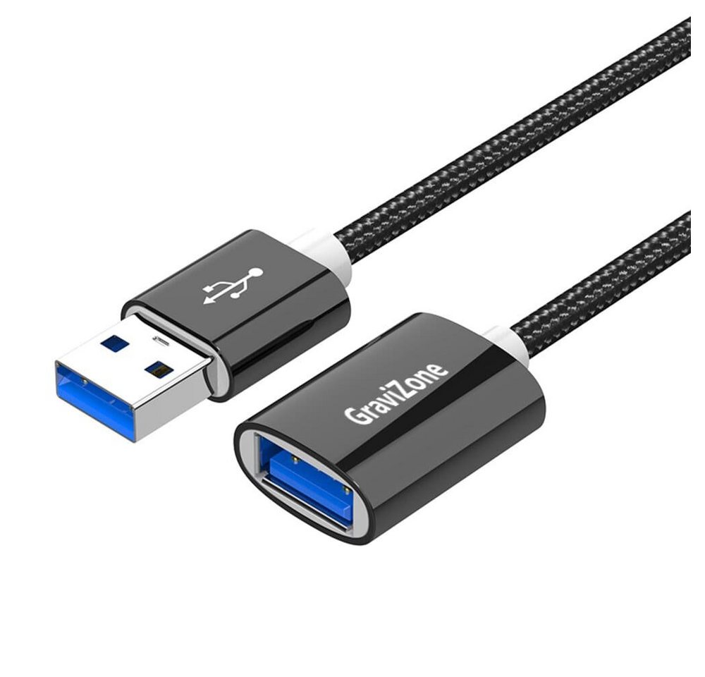 Gravizone USB Verlängerungskabel Usb2.0/3.0 A-Stecker zu A-Buchse USB-Kabel, Usb Stecker, Usb Buchse (300 cm), Nylon Kabel von Gravizone