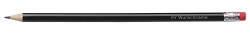 10 Bleistifte mit Radierer / HB / ohne Herstellerlogo / Farbe: lackiert schwarz / mit Gravur von Gravur by Livepac Office