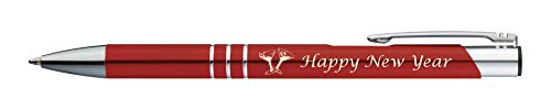 10 Kugelschreiber mit Gravur "Happy New Year" / aus Metall / Farbe: rot von Gravur by Livepac Office
