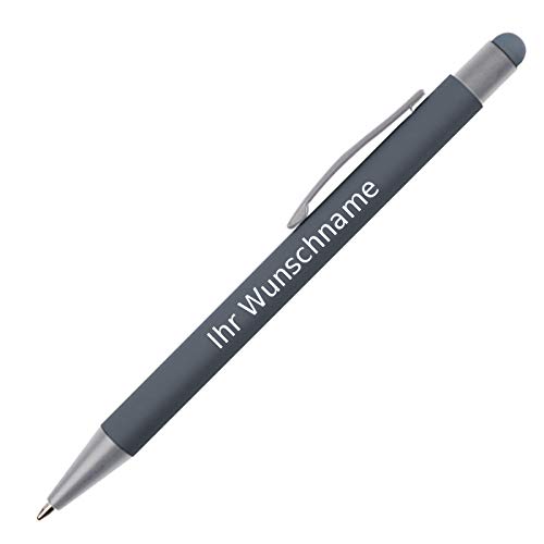 10 Touchpen Kugelschreiber mit Gravur / aus Metall / Farbe: anthrazit von Gravur by Livepac Office