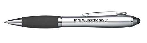 10x Touchpen Kugelschreiber mit Gravur / Farbe: silber-schwarz von Gravur by Livepac Office
