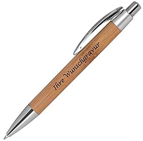 Bambus Kugelschreiber mit Gravur / mit spitzem Clip von Gravur by Livepac Office