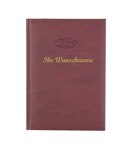 Buchkalender 2025 mit Namensgravur/Chefkalender/Farbe: bordeaux von Gravur by Livepac Office