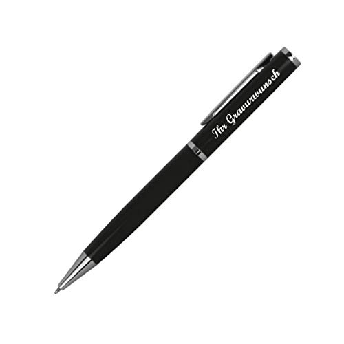 Drehbarer Kugelschreiber aus Metall mit Namensgravur - mit Etui - Farbe: schwarz von Gravur by Livepac Office