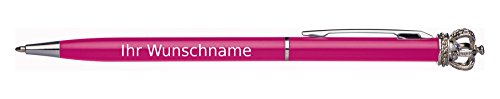 Drehkugelschreiber mit Gravur / aus Metall / mit Krone / Kugelschreiberfarbe: pink von Gravur by Livepac Office