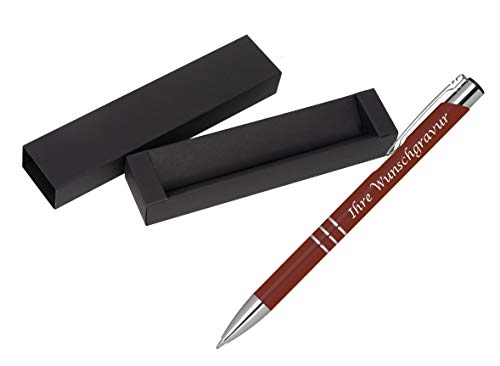 Kugelschreiber aus Metall mit Gravur / mit Pappetui / Farbe: bordeaux von Gravur by Livepac Office