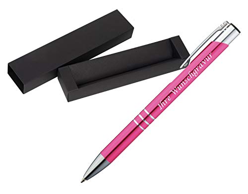 Kugelschreiber aus Metall mit Gravur / mit Pappetui / Farbe: pink von Gravur by Livepac Office
