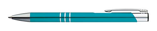Kugelschreiber mit Gravur "Viel Glück" / aus Metall / Farbe: türkis von Gravur by Livepac Office