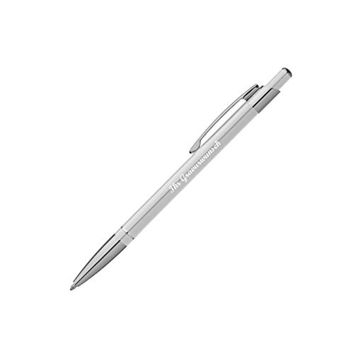 Kugelschreiber mit Namensgravur - aus Metall - slimline - Farbe: weiss von Gravur by Livepac Office