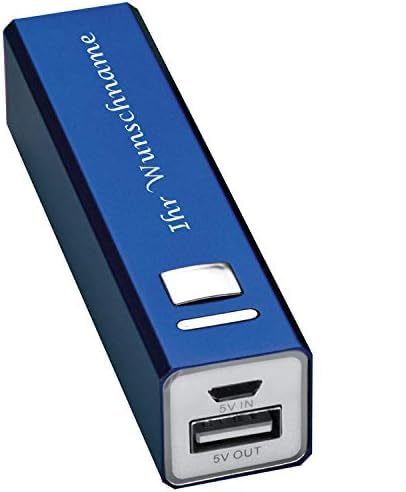 Powerbank mit Gravur / aus Aluminium 2.200 mAh / Farbe: blau von Gravur by Livepac Office