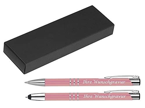Schreibset mit Gravur / Touchpen Kugelschreiber + Kugelschreiber / Farbe: rosé von Gravur by Livepac Office